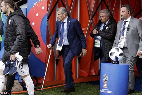 Worldcup updates: Uruguay coach Tabarez on crutches as he battles rare disorder Worldcup updates: Uruguay coach Tabarez on crutches as he battles rare disorder