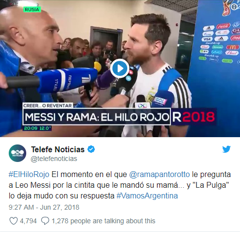 Messi shocks World Cup journalist with ribbon sent to him by reporter's  mother