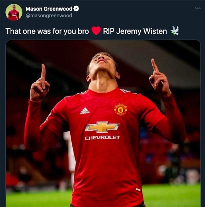 Mason Greenwood Dedicates First Champions League Goal To The Late Jeremy Wisten All Football