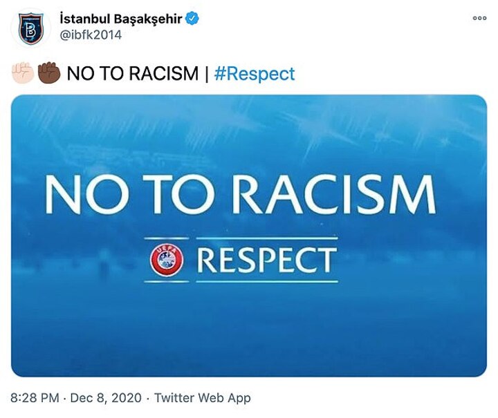 Istanbul Basaksehir Coach Who Accused Official Of Using Racist Language Wears No To Racism Shirt All Football