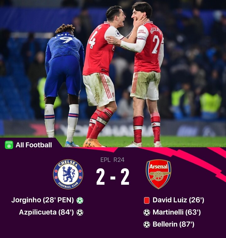 Chelsea 2 2 Arsenal Captain Bellerin Saves 10 Man Gunners In Intense Derby Draw All Football