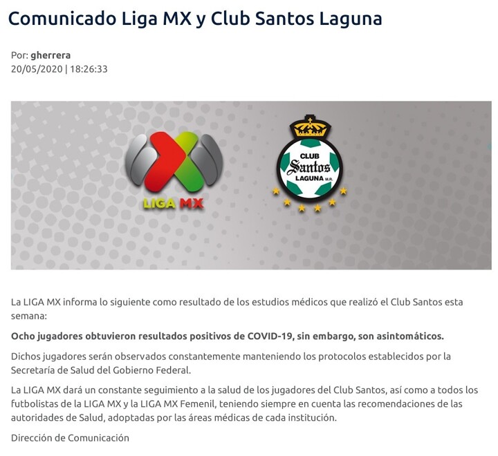 Liga Mx Confirm Eight Santos Laguna Players Test Positive For Coronavirus All Football