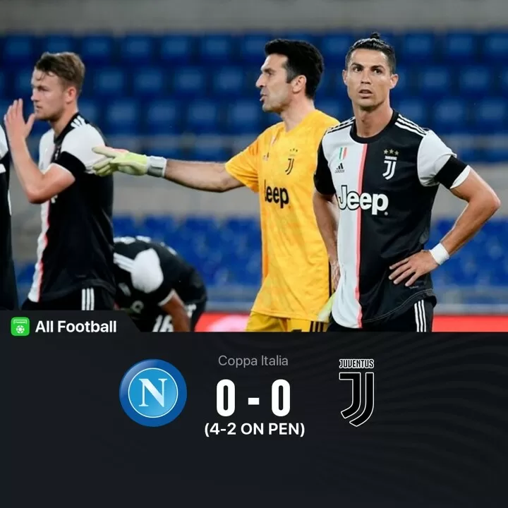 Napoli 0 0 Juve 4 2 On Pen Ronaldo Fails To Win Coppa Despite Buffon Shining All Football