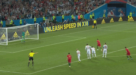 Cristiano Ronaldo epic free kick Goal vs spain 2018 _ Wc (portugal vs spain  3-3) on Make a GIF
