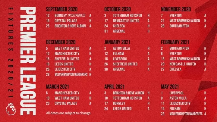 Epl 2020 to 2021 sale fixtures