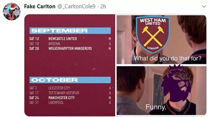 West Ham Fans React To Nightmare Start As Club Face Six Of The Top Eight In Opening Fixtures All Football