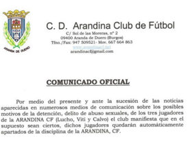La Arandina expulsará a los tres jugadores implicados si los hechos se demuestran