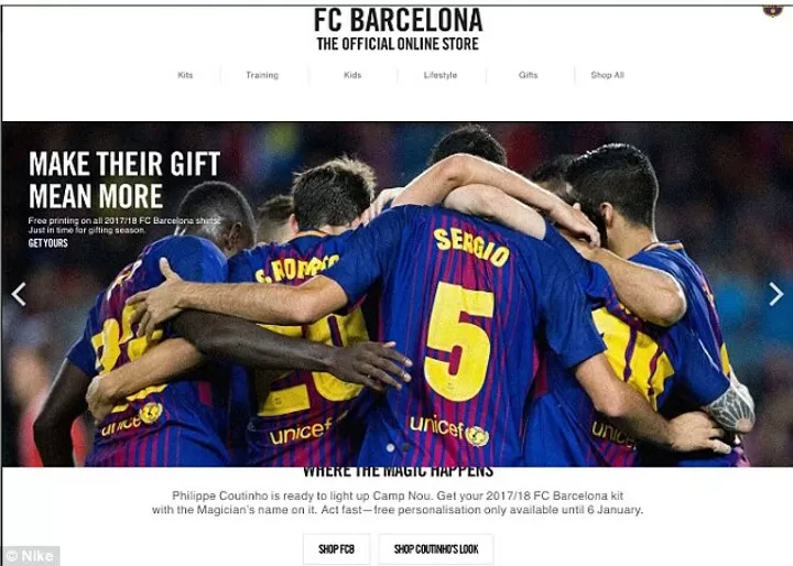 Nike official Barcelona store gaffe at imminent move for Liverpool's All Football