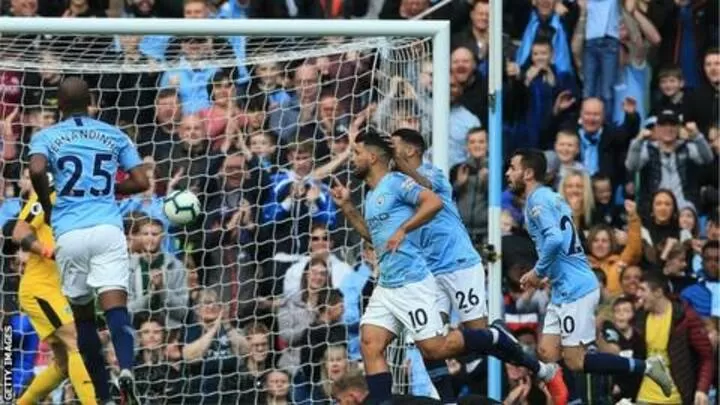 Man City 5 0 Burnley Champions Go Two Points Clear At Top Of Table All Football