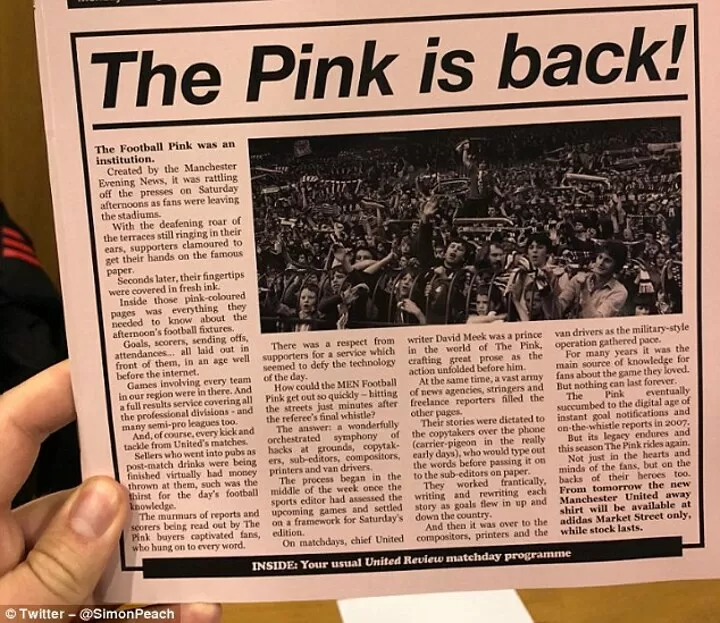 Man Utd Confirm Pink Away Kit For 2018 19 In Local Newspaper Tribute All Football