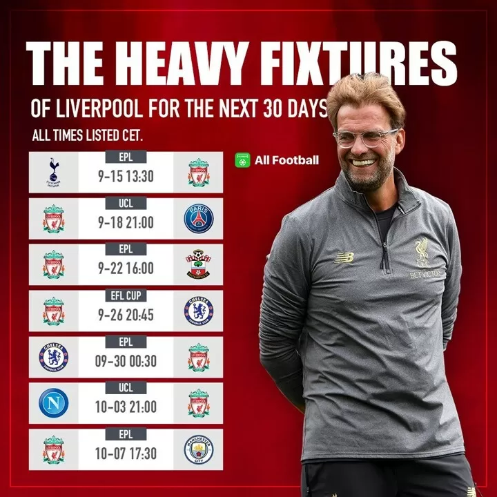 All top football fixtures