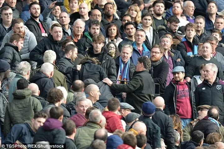 West Ham Pitch Invader Attacked By Fellow Fans After Being Chased Back To The Stands All Football