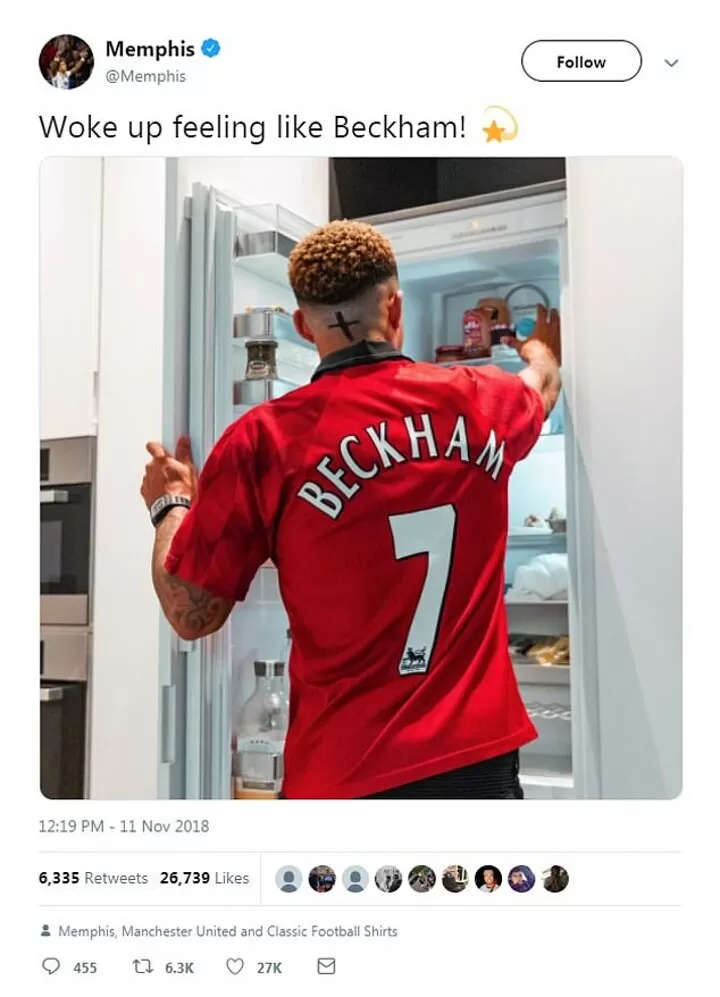Memphis depay manchester united jersey store