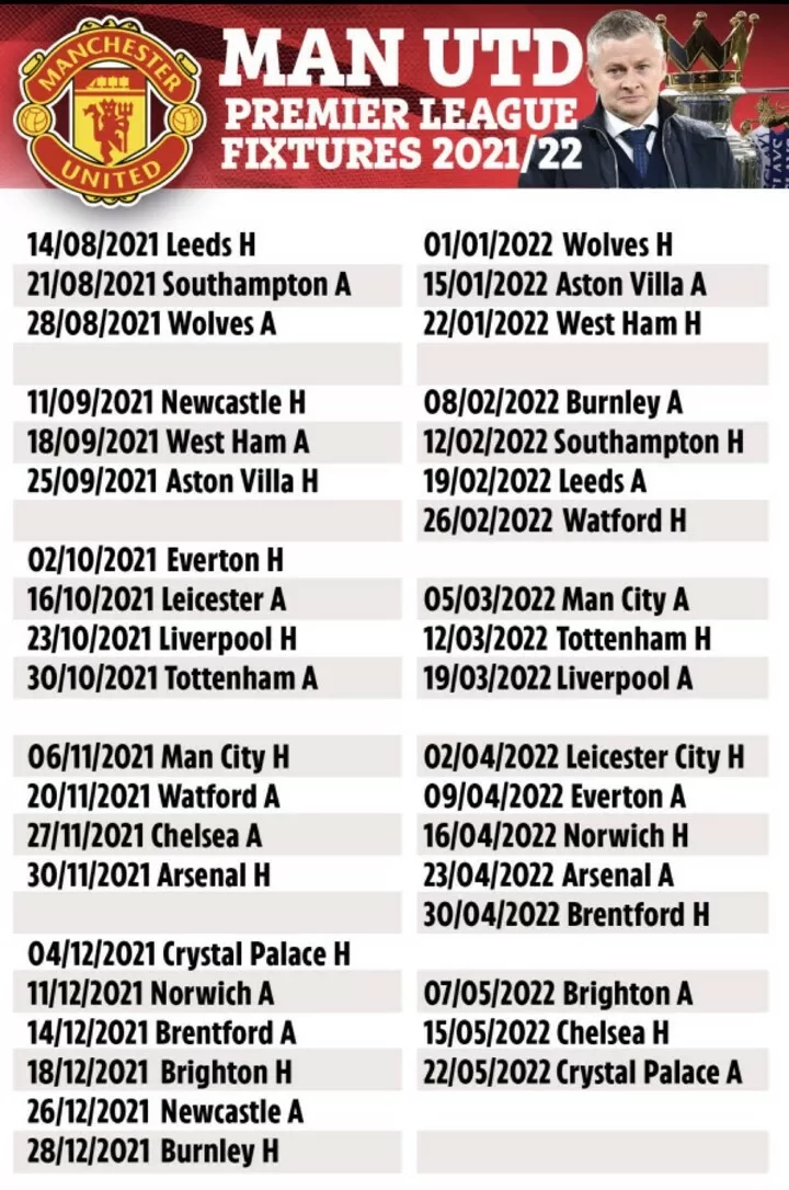 Man u fixtures on sale 2021