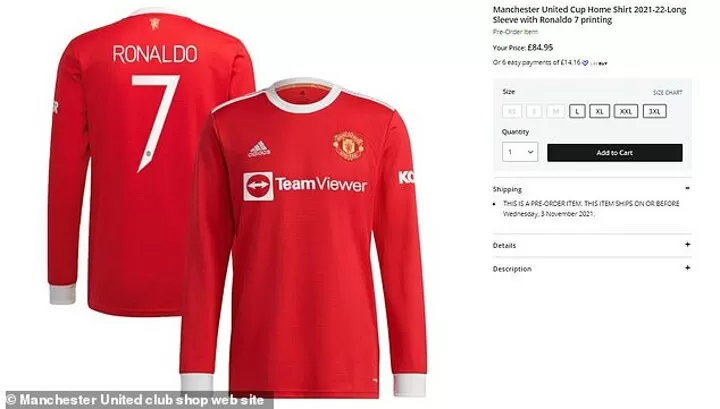 Manchester United No7 Ronaldo Red Home Soccer Club Jersey