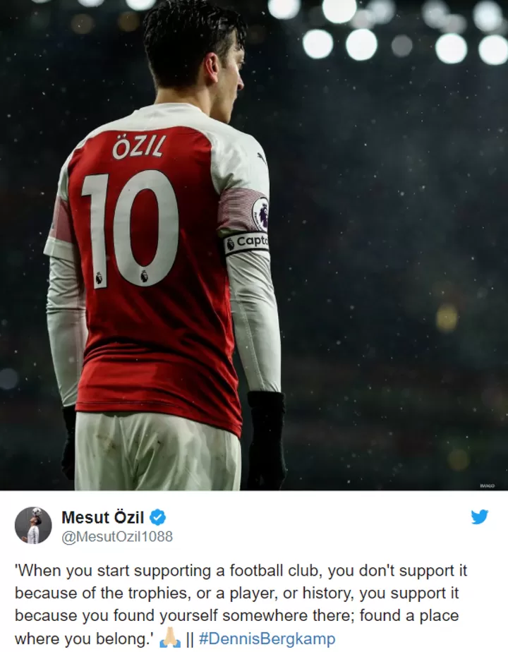 Ozil Quotes Arsenal Icon Bergkamp In Cryptic Future Hint All Football