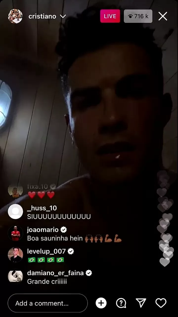 Ronaldo confuses fans with bizarre live stream of sitting silently in his sauna All Football
