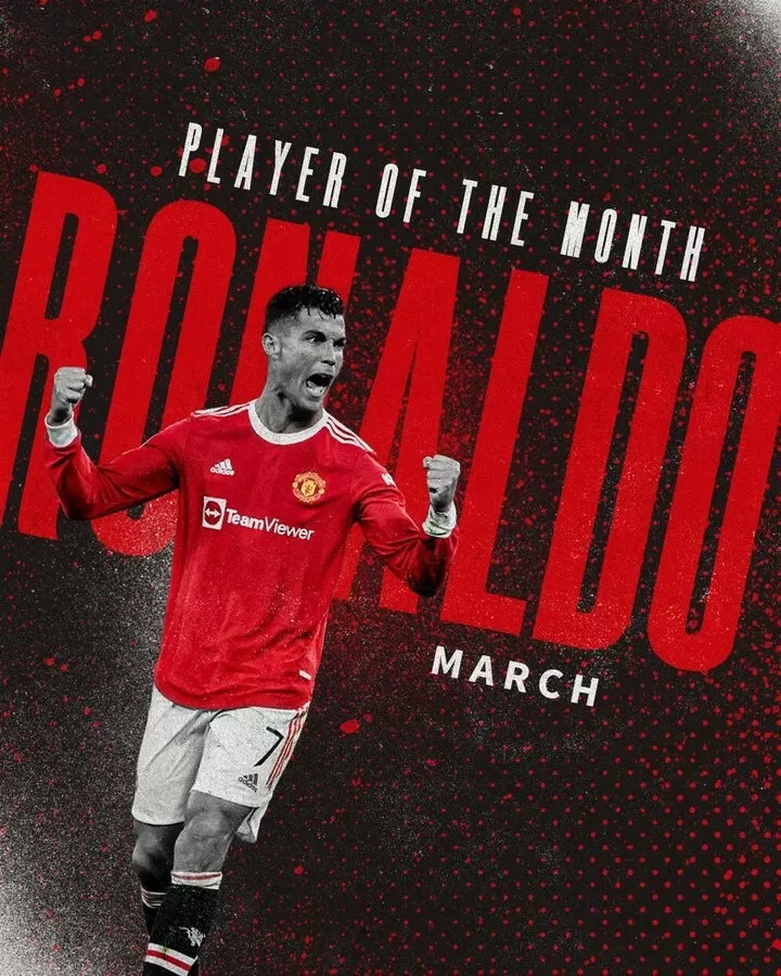OFFICIAL: Cristiano Ronaldo named Man United player of the month for March|  All Football