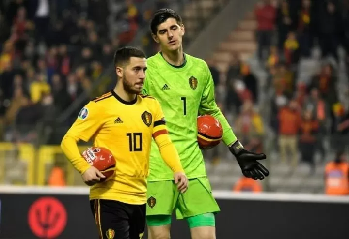 He Tried To Imitate Me Hazard Pokes Fun At Courtois Over Belgium Error All Football