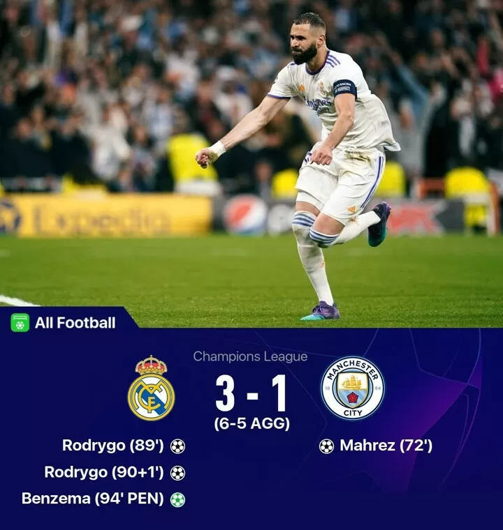 HIGHLIGHTS  Real Madrid 3-1 Man City (6-5 Aggregate) 