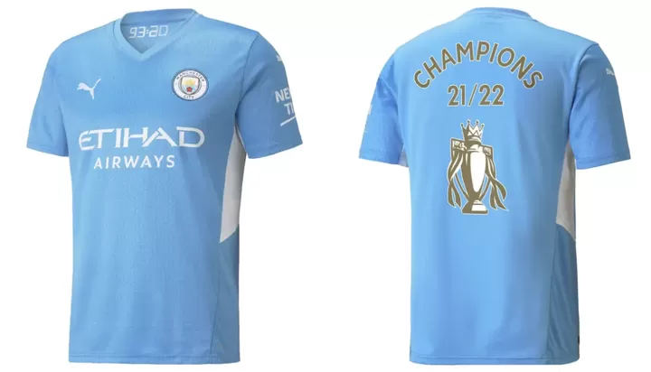 Manchester City 2021/22 Premier League Champions T-Shirt - Navy