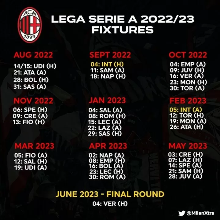 Serie A 2022-23 full fixture list - Football Italia