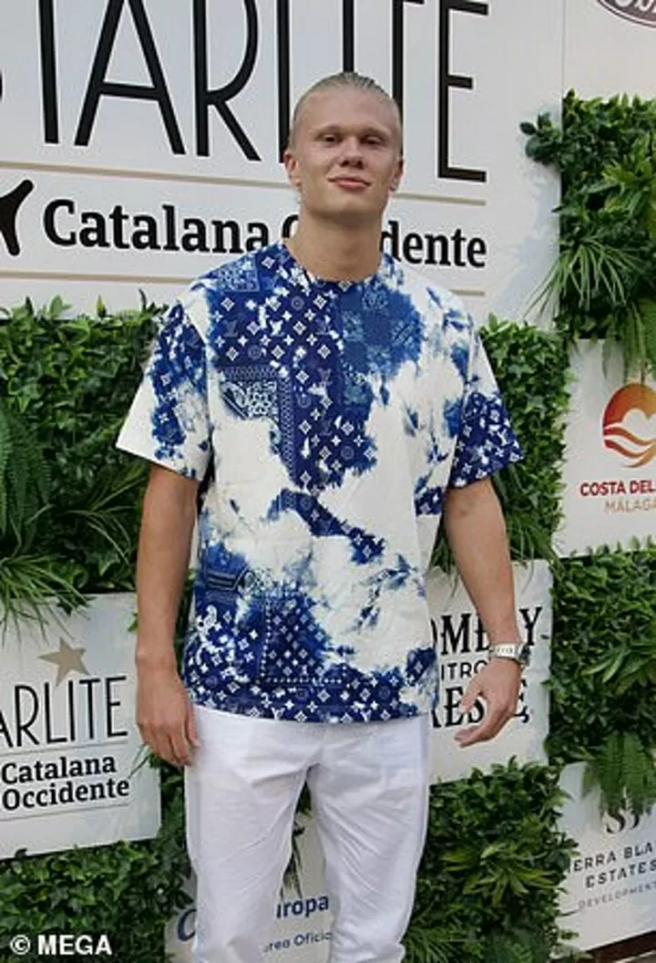Haaland dons £730 Louis Vuitton t-shirt as he attends a music