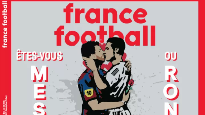 France Football Publish Image Of Messi And Ronaldo Kissing On