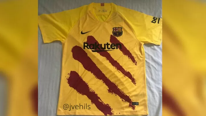 The first real photo of Barcelona fourth kit the senyera shirt