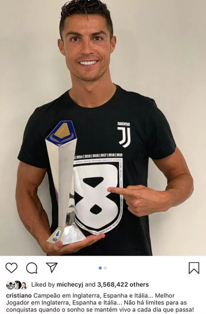 Ronaldo Shows Off Latest Trophy With Serie A Player Of The Year Award All Football