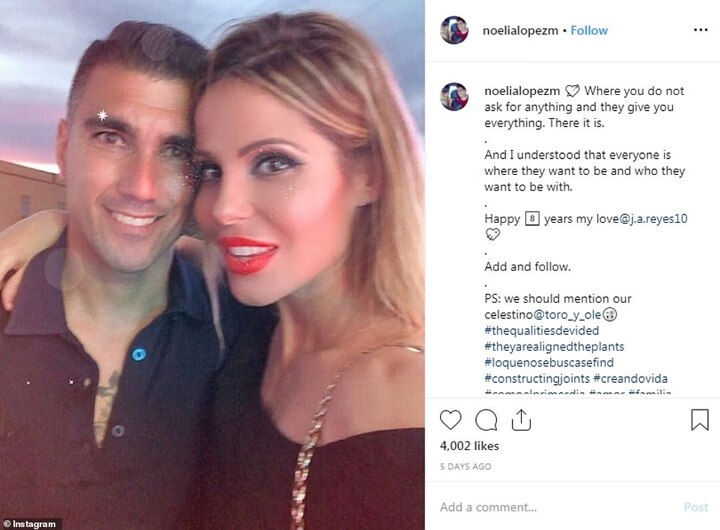 Reyes's wife posted a touching photo just days before his death