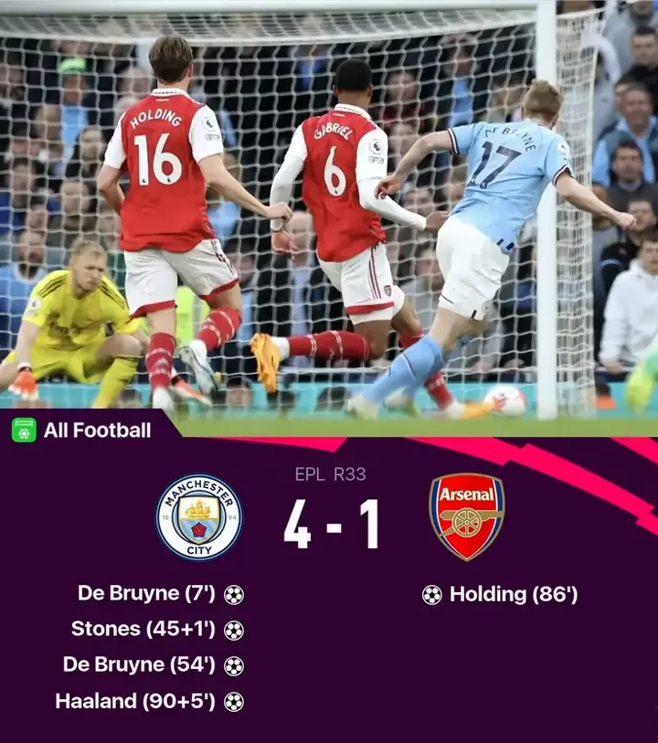 Arsenal 1 - 2 Manchester City - Match Report