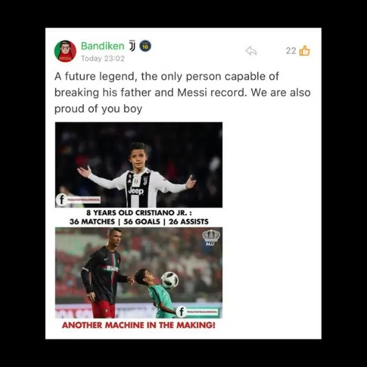 Afer S Comment Like Father Like Son Happy Birthday To Ronaldo S