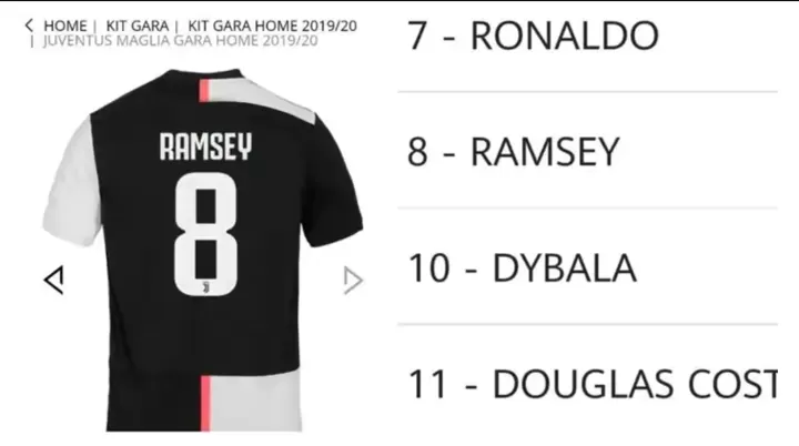 Ramsey's shirt number at Juventus 