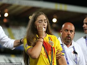 Female fan left covered in blood as crowd violence mars U21 clash