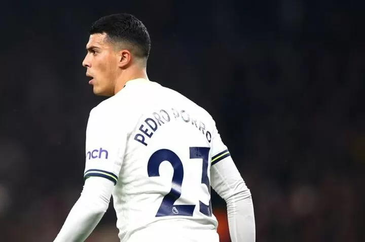 Pedro Porro of Tottenham Hotspur reacts after a missed chance during
