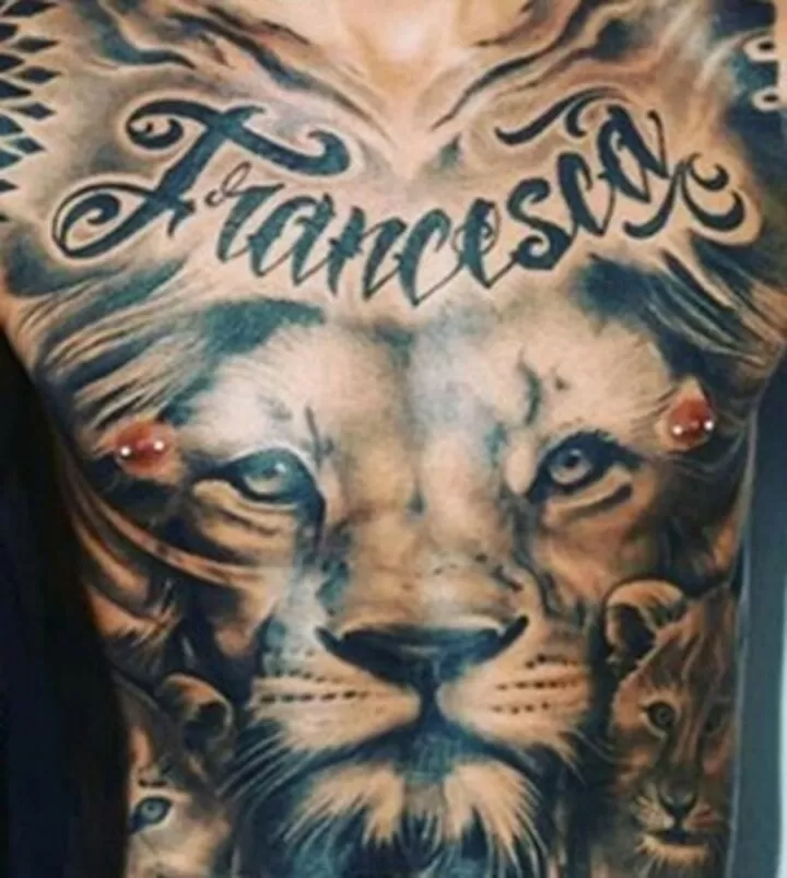 Memphis Depay of Lyon  showing his tattoo of a lion on his back  is  News Photo  Getty Images
