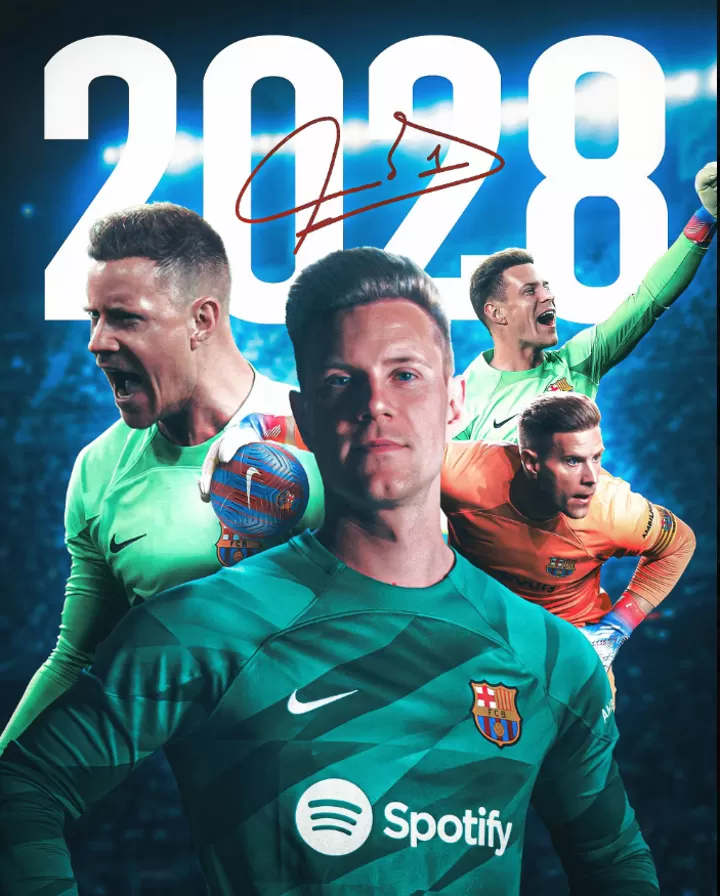 OFFICIAL: Ter Stegen has renewed his contract with Barcelona until 2028|  All Football