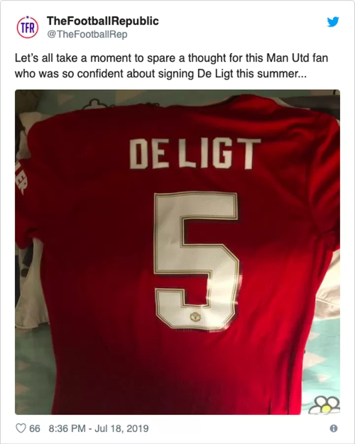 Some Man Utd fans got De Ligt 5 printed on the back of their