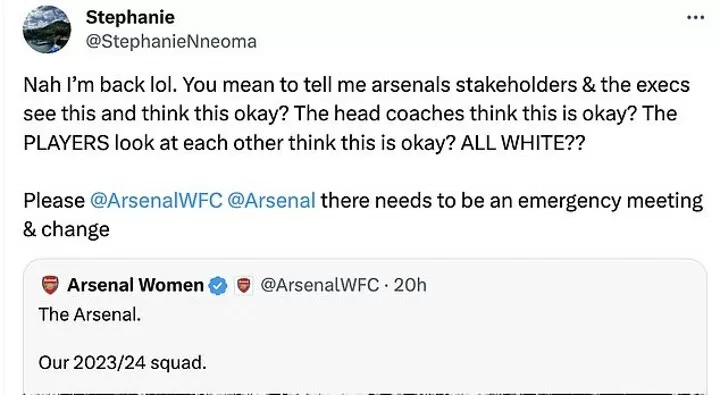 Arsenal address racism row over Women's team after squad photo