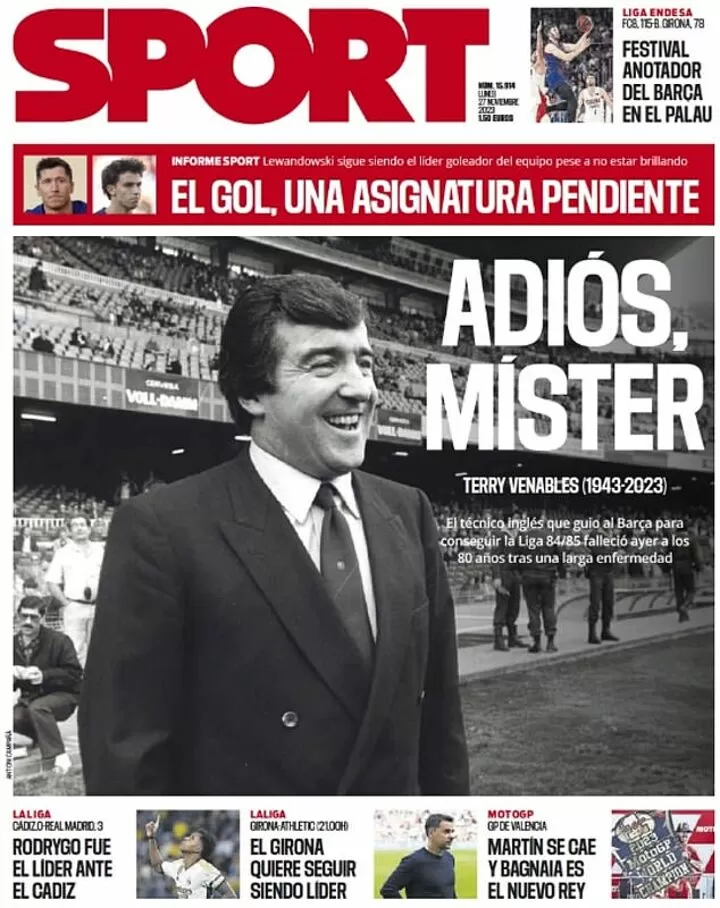 Adios, mister': Spain mourns loss of legendary former Barca boss Terry  Venables
