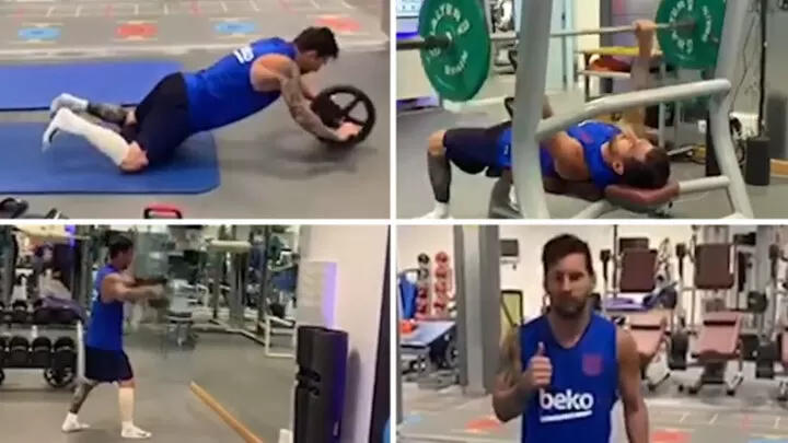 Messi Works In The Gym With A Bandage On His Leg All Football