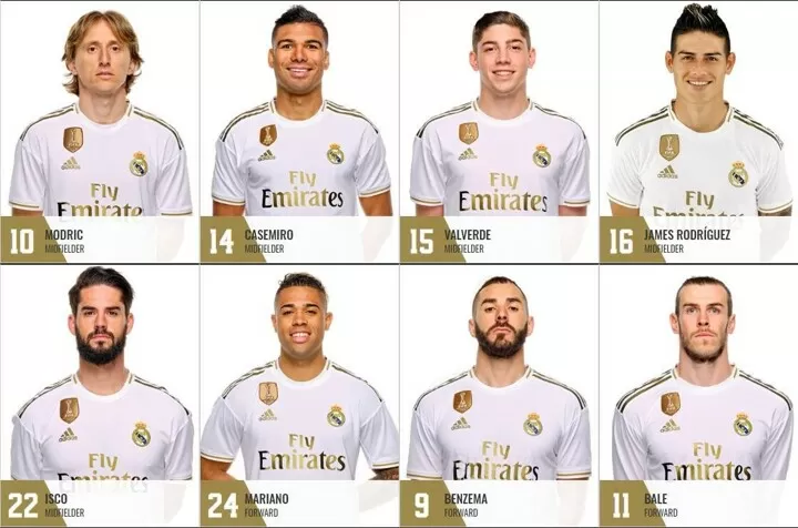 real madrid players and their jersey numbers