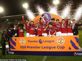 Man United U18s secure a league & cup double after win against rivals Man City
