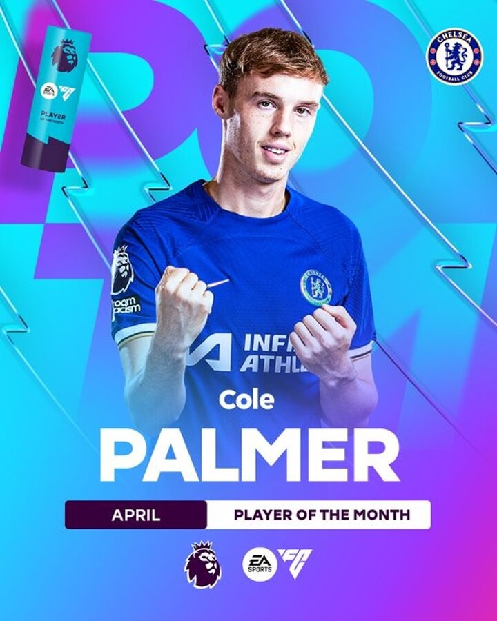 7 goals! OFFICIAL Cole Palmer wins April's EPL Player of the Month