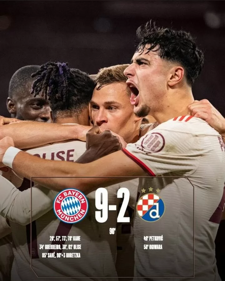 Kick Off: Bayern smash Dinamo Zagreb 9-2, Man Utd record 7-0 win 