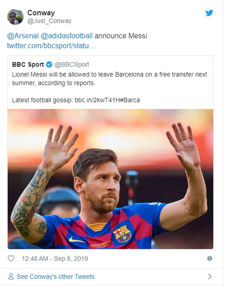 Announce Him Arsenal Fans Are Excited As Messi S Clause Is