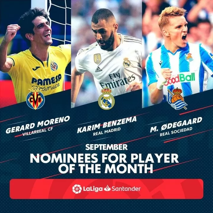 Benzema Madrid Loanee Odegaard Nominated For The September Potm In La Liga All Football