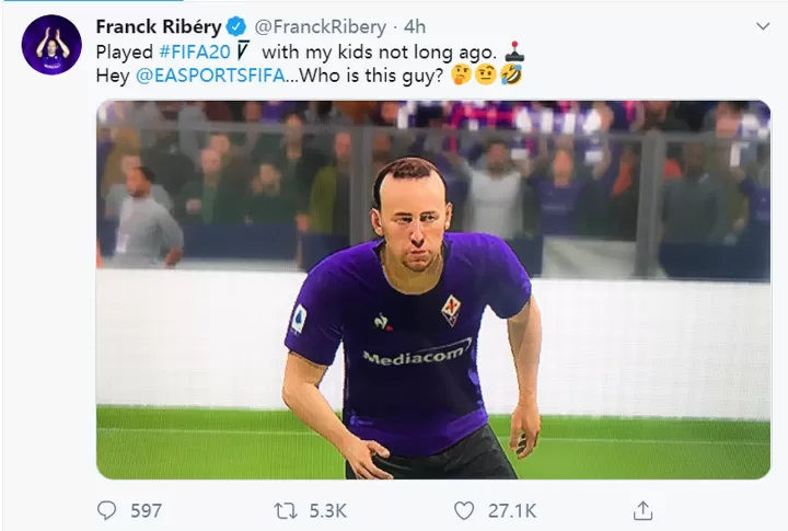 Ribery Slams Fifa 20 After Seeing Unrecognisable Picture Of Himself Who S This All Football