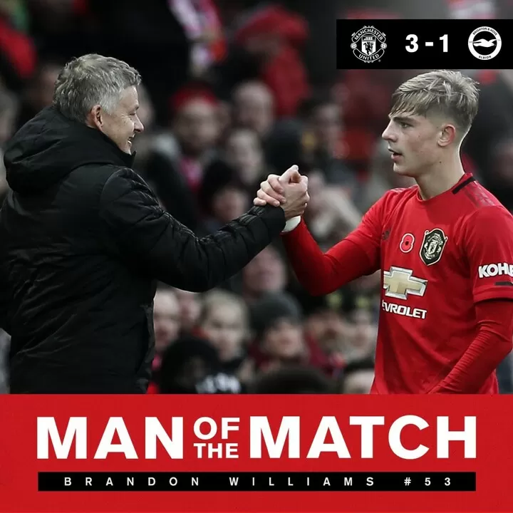 Brandon Williams Voted As Motm On His Epl Debut In Man Utd 3 1 Win Vs Brighton All Football